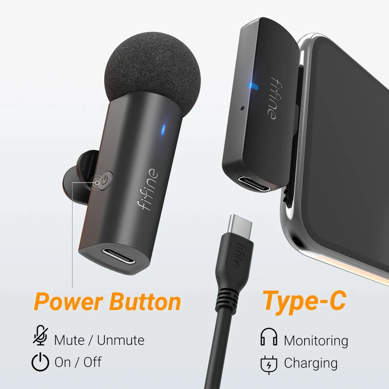 FIFINE M6 Wireless Lavalier Mic – Type-C Mini Clip-On Microphone for Stroke Recovery, Vlogging & Mobile Content Creation | Stroke Lyfe™ Creator Series - Image 5